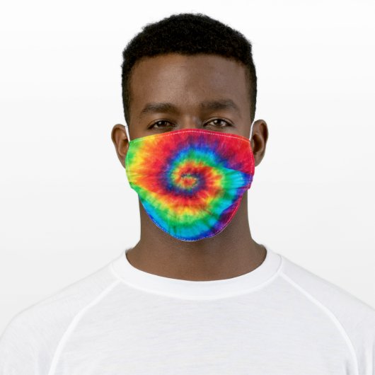 RAINBOW TIE DYE ADULT CLOTH FACE MASK (Worn)