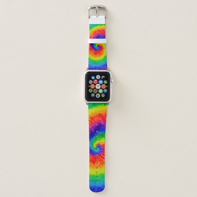 Rainbow Tie-Dye Alcohol Ink Apple Watch Band (Front)