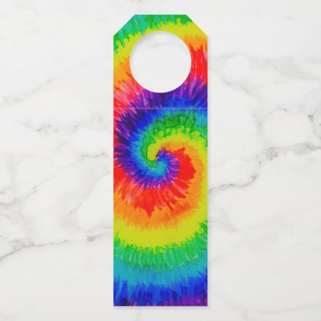 Rainbow Tie-Dye Alcohol Ink Bottle Hanger Tag (Front)