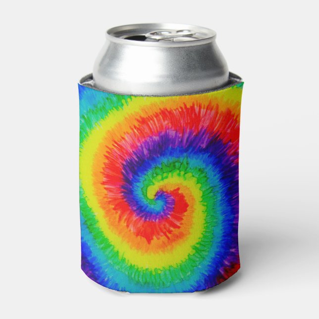 Rainbow Tie-Dye Alcohol Ink Can Cooler (Can Front)