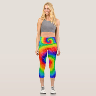 Rainbow Tie-Dye Alcohol Ink Capri Leggings