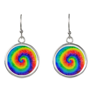 Rainbow Tie-Dye Alcohol Ink Earrings