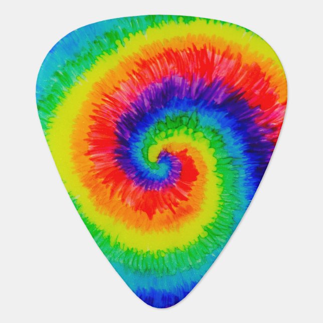 Rainbow Tie-Dye Alcohol Ink Guitar Pick (Front)