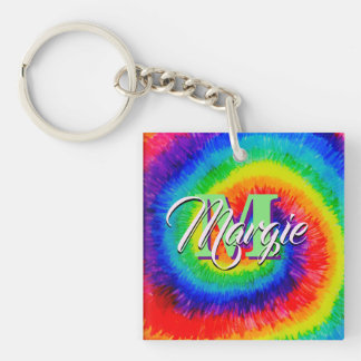 Rainbow Tie-Dye Alcohol Ink Keychain