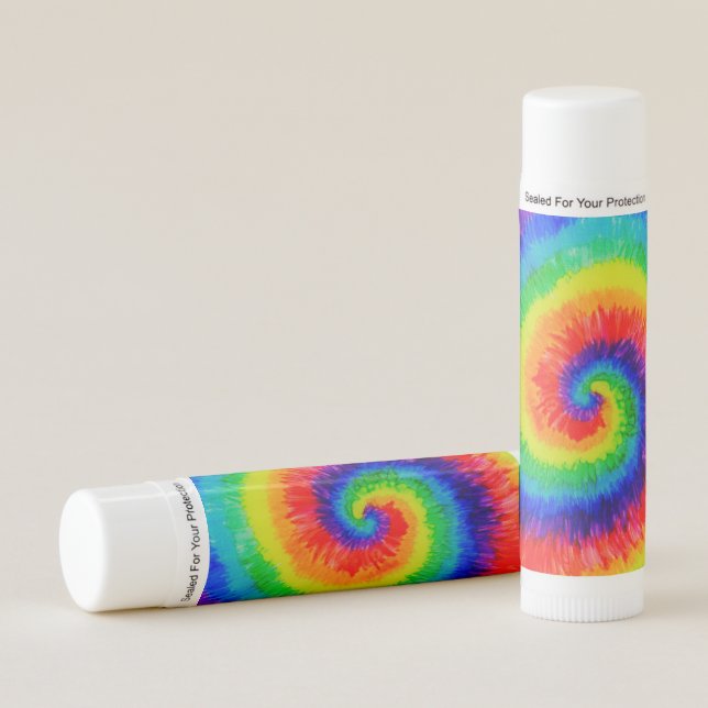 Rainbow Tie-Dye Alcohol Ink Lip Balm (Front)
