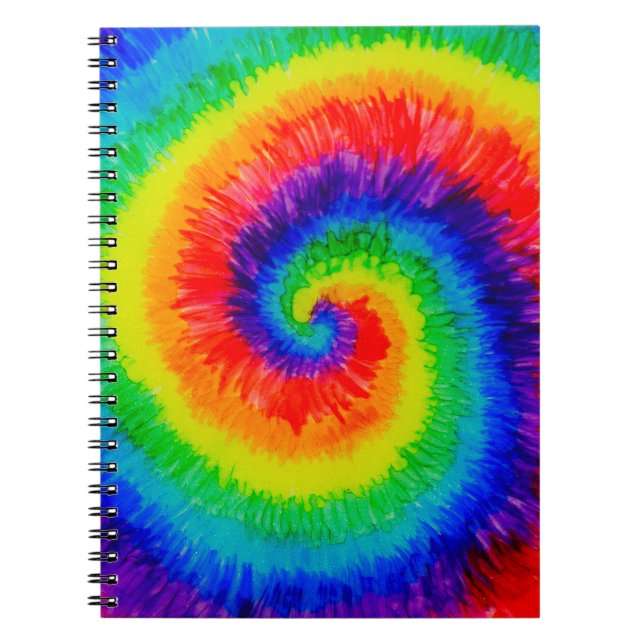 Rainbow Tie-Dye Alcohol Ink Notebook (Front)