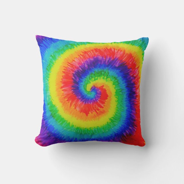 Rainbow Tie-Dye Alcohol Ink Outdoor Pillow (Front)