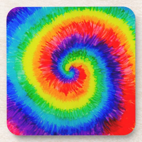 Rainbow Tie_Dye Alcohol Ink Painting Beverage Coaster