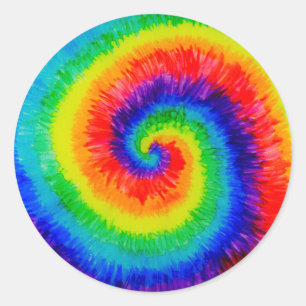 Rainbow Tie-Dye Alcohol Ink Painting Classic Round Sticker