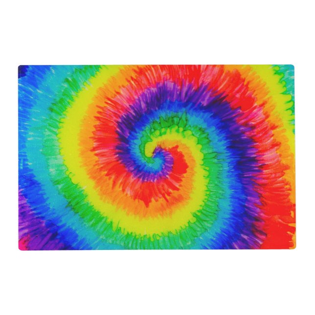 Rainbow Tie-Dye Alcohol Ink Painting Placemat (Front)