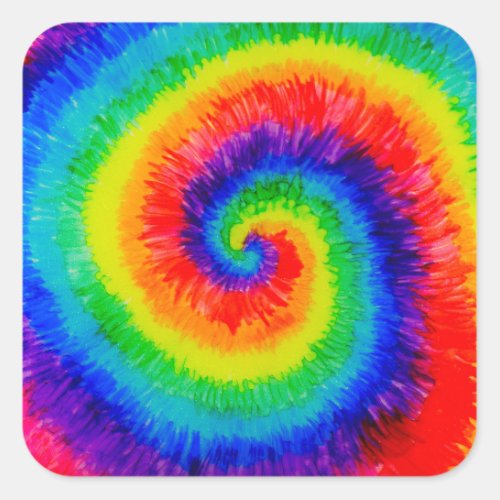 Rainbow Tie_Dye Alcohol Ink Painting Square Sticker
