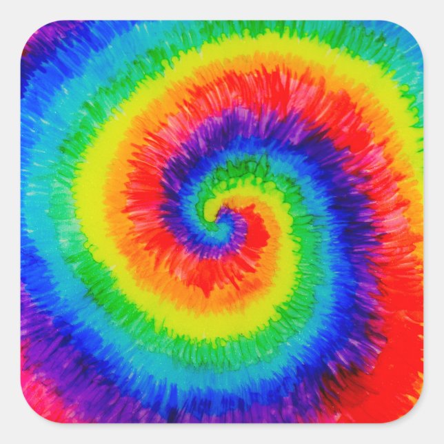Rainbow Tie-Dye Alcohol Ink Painting Square Sticker (Front)