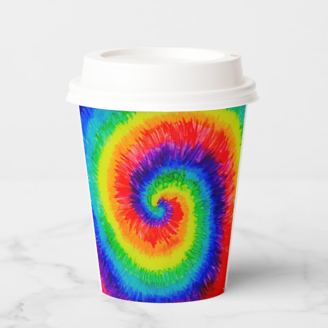 Rainbow Tie-Dye Alcohol Ink Paper Cups (Front)