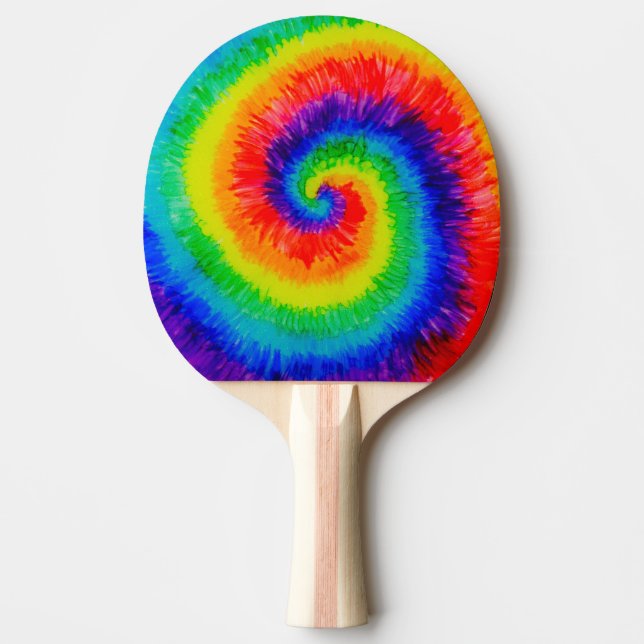 Rainbow Tie-Dye Alcohol Ink Ping Pong Paddle (Front)
