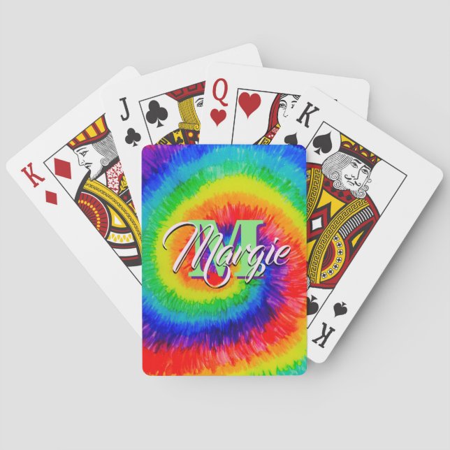 Rainbow Tie-Dye Alcohol Ink Poker Cards (Back)