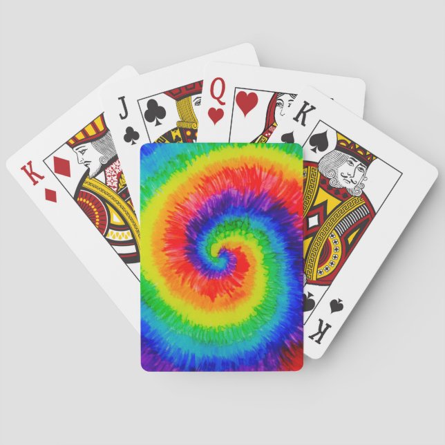 Rainbow Tie-Dye Alcohol Ink Poker Cards (Back)