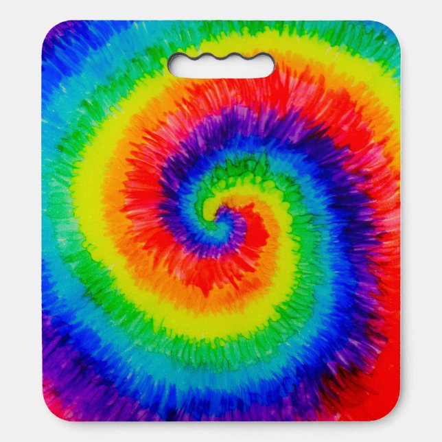 Rainbow Tie-Dye Alcohol Ink Seat Cushion (Front Vertical)
