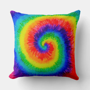 Rainbow Tie-Dye Alcohol Ink Throw Pillow