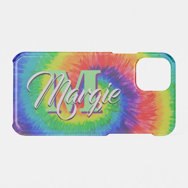 Rainbow Tie-Dye Alcohol Ink Uncommon iPhone Case (Back (Horizontal))