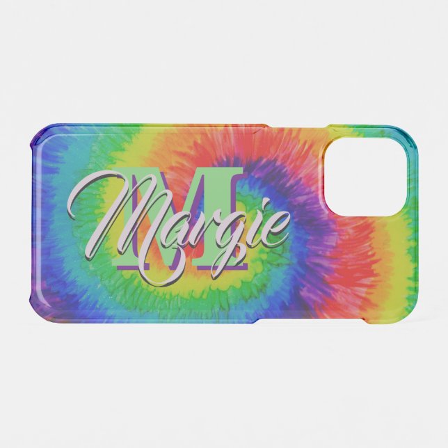 Rainbow Tie-Dye Alcohol Ink Uncommon iPhone Case (Back (Horizontal))