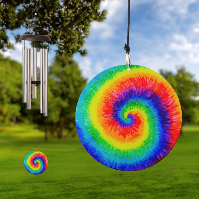 Rainbow Tie-Dye Alcohol Ink Wind Chime (Outdoor)