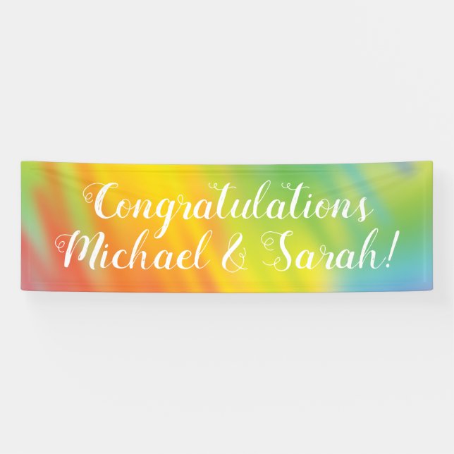 Rainbow Tie Dye Baby Shower Banner (Horizontal)