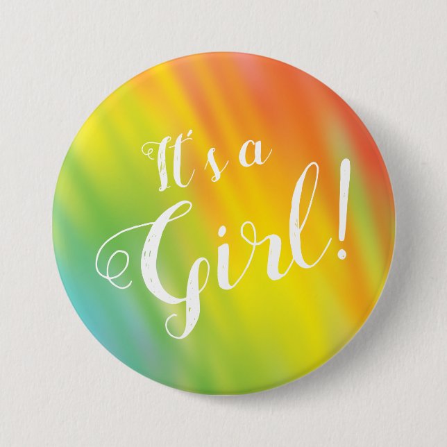 Rainbow Tie Dye Baby Shower Button (Front)