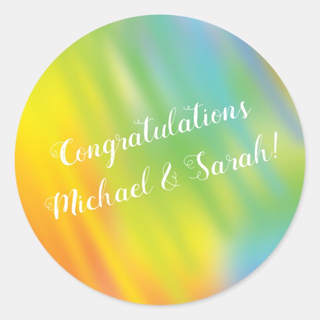 Rainbow Tie Dye Baby Shower Classic Round Sticker (Front)