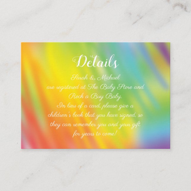 Rainbow Tie Dye Baby Shower Enclosure Card (Front)