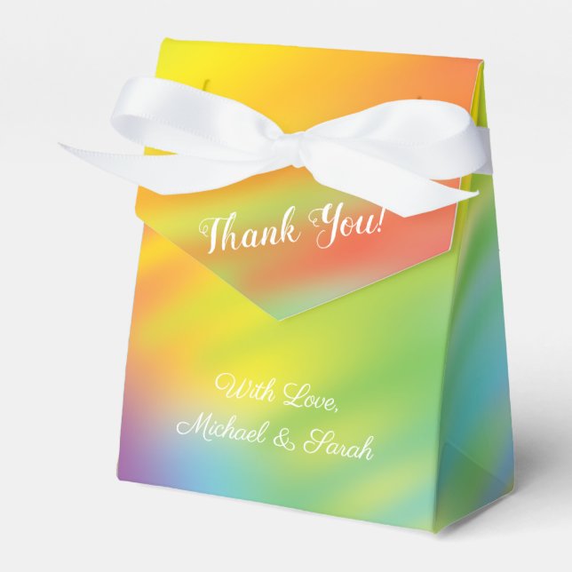 Rainbow Tie Dye Baby Shower Favor Boxes (Front Side)