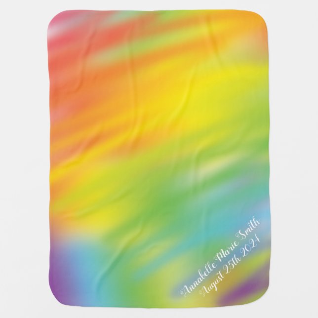 Rainbow Tie Dye Baby Shower Receiving Baby Blanket (Front)
