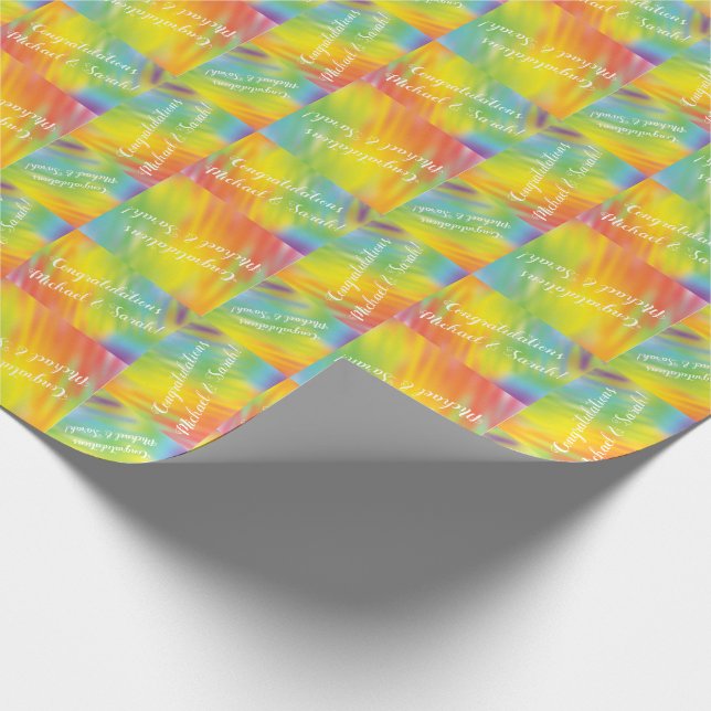 Rainbow Tie Dye Baby Shower Wrapping Paper (Corner)