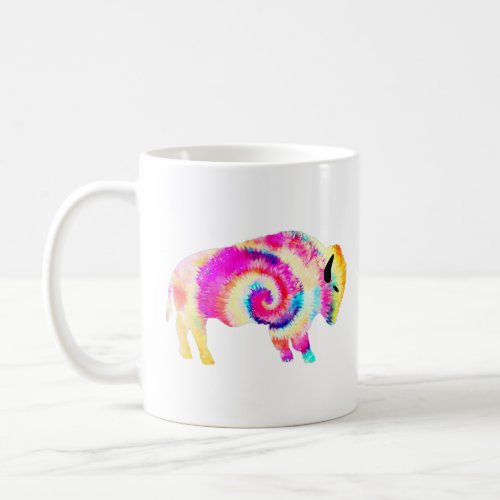 Rainbow Tie Dye Buffalo American Bison   Coffee Mug
