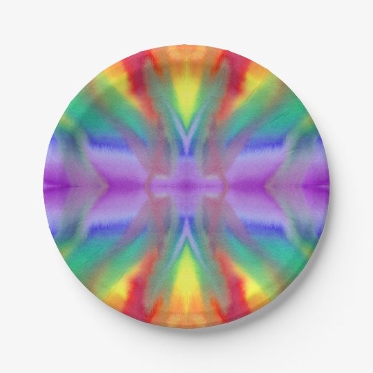 Rainbow Tie Dye Burst Paper Plates