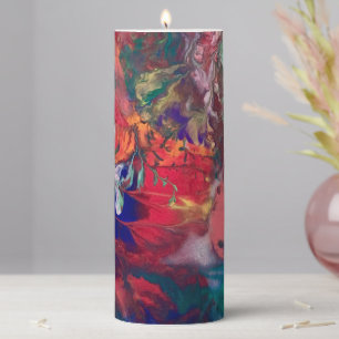Rainbow Tie Dye Candle Boho Pillar Candle Hippie 