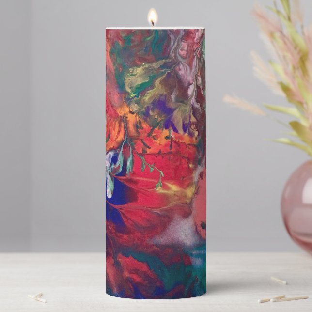 Rainbow Tie Dye Candle Boho Pillar Candle Hippie  (In Situ)