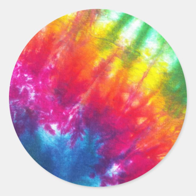 Rainbow Tie-Dye Classic Round Sticker (Front)