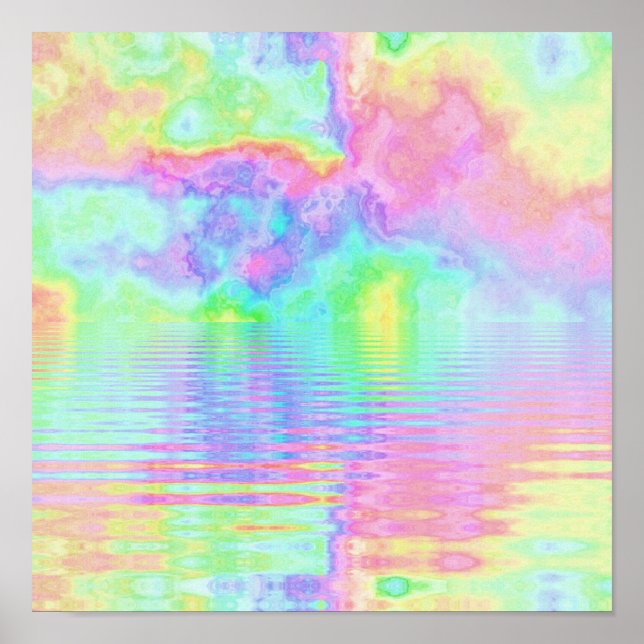 Rainbow Tie Dye Clouds Pastel Poster (Front)