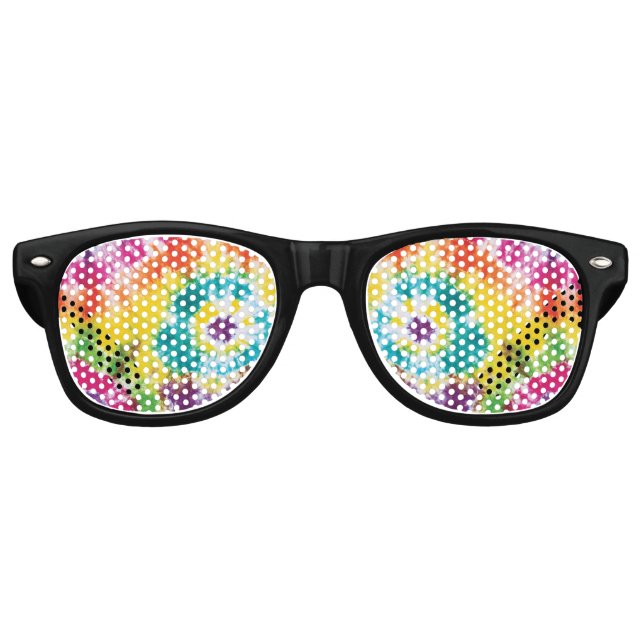 Rainbow Tie Dye Colorful Modern Pride Pattern Retro Sunglasses (Front)