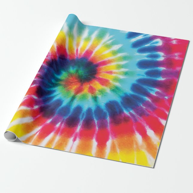 Rainbow Tie Dye Custom Color Wrapping Paper (Unrolled)