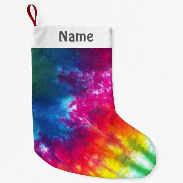 Rainbow Tie-Dye Customized Small Christmas Stocking (Front)