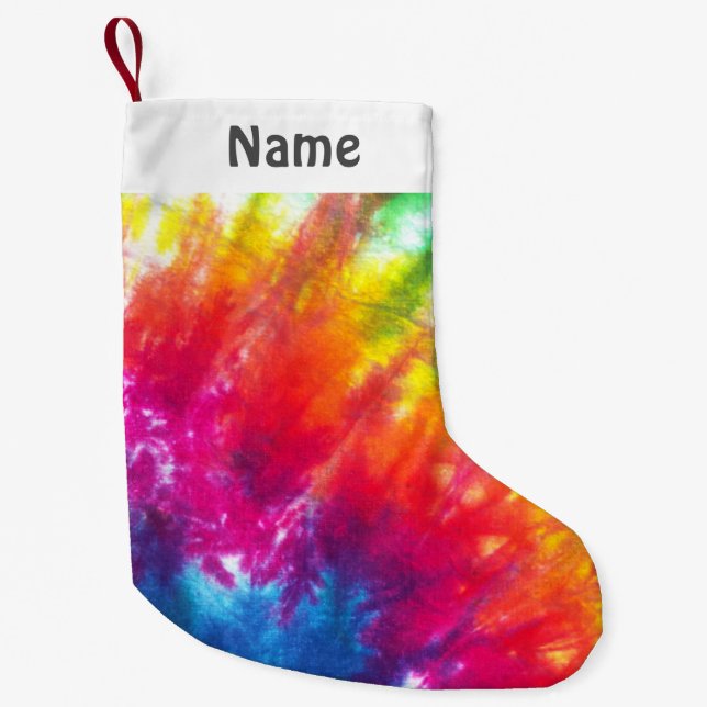 Rainbow Tie-Dye Customized Small Christmas Stocking (Front)