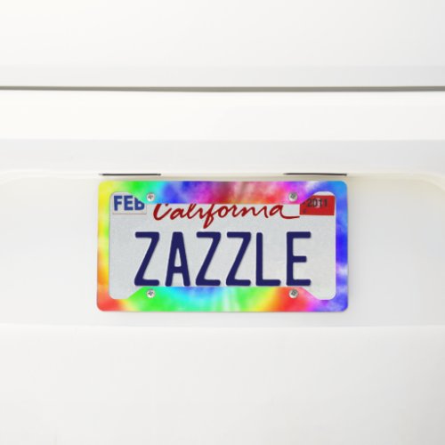 Rainbow Tie Dye Digital Art License Plate Frame