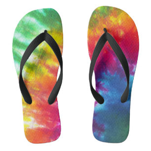 Rainbow Tie-Dye Flip Flops
