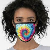 Rainbow Tie Dye Fun Bright Print Face Mask (Worn Her)