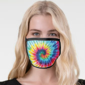 Rainbow Tie Dye Fun Bright Print Face Mask (Worn Her)