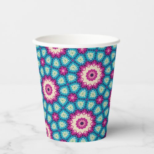 Rainbow Tie_dye Geometric Mandala 5 Pattern Paper Cups