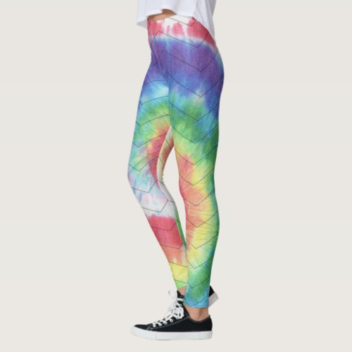  Rainbow Tie Dye Herringbone swirl Leggings