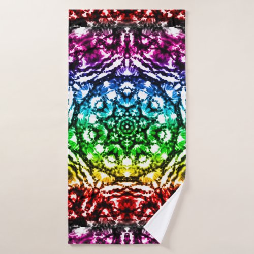 Rainbow Tie Dye Mandala Star Bath Towel Set