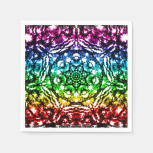 Rainbow Tie Dye Mandala Star Birthday Party Napkins